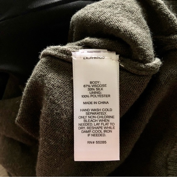 Express Mosscore Olive Green Silk Blend Sweater with Black Mesh Layering Tank - Picture 5 of 5